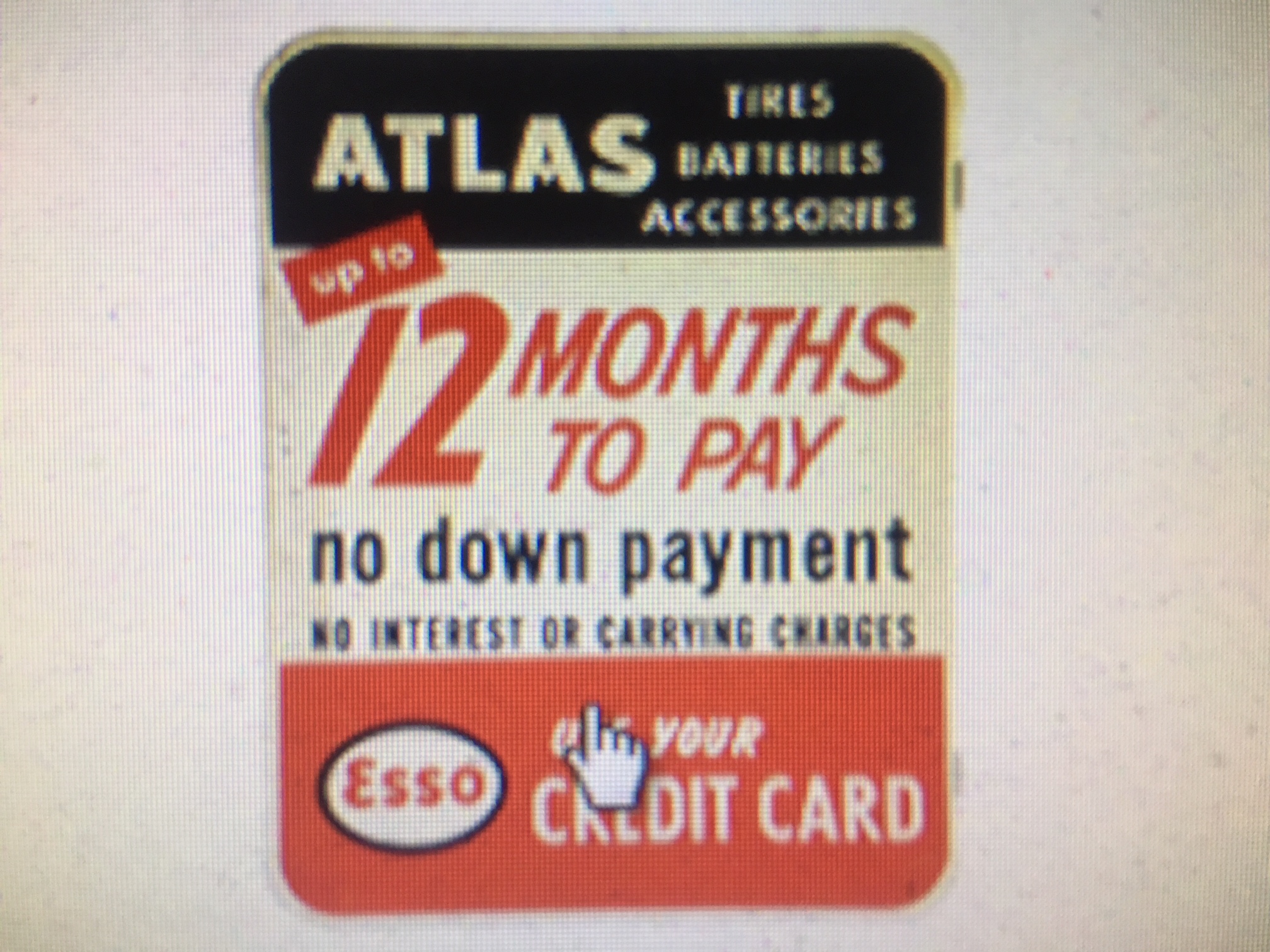 Tin Atlas Tire and ESSO Gasoline Double Side Sign - Click Image to Close